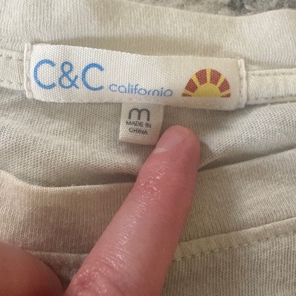 White, Yellow, and Orange Sun and Palm Trees Long Sleeve Top- C&C California - Picture 6 of 6